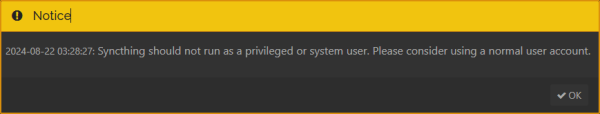 Privileged user warning Privileged user warning